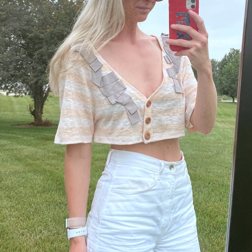 Anthropologie Crop Light Knit Sweater Top
